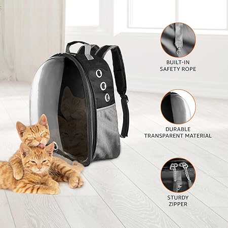 Basics Astronaut Pet Carrier Bag for Travel, Hiking and Day-Outs | Ventilation Holes and Breathable Mesh | Ideal for Cats and Small Dogs (Max. 7 kgs Recommended) | Unique Gift for Pet Parents