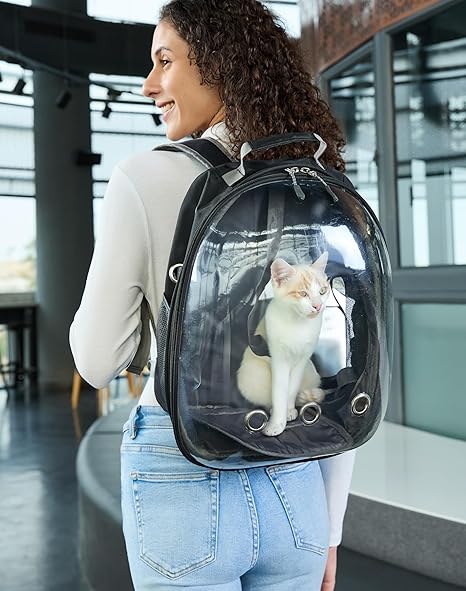 Basics Astronaut Pet Carrier Bag for Travel, Hiking and Day-Outs | Ventilation Holes and Breathable Mesh | Ideal for Cats and Small Dogs (Max. 7 kgs Recommended) | Unique Gift for Pet Parents