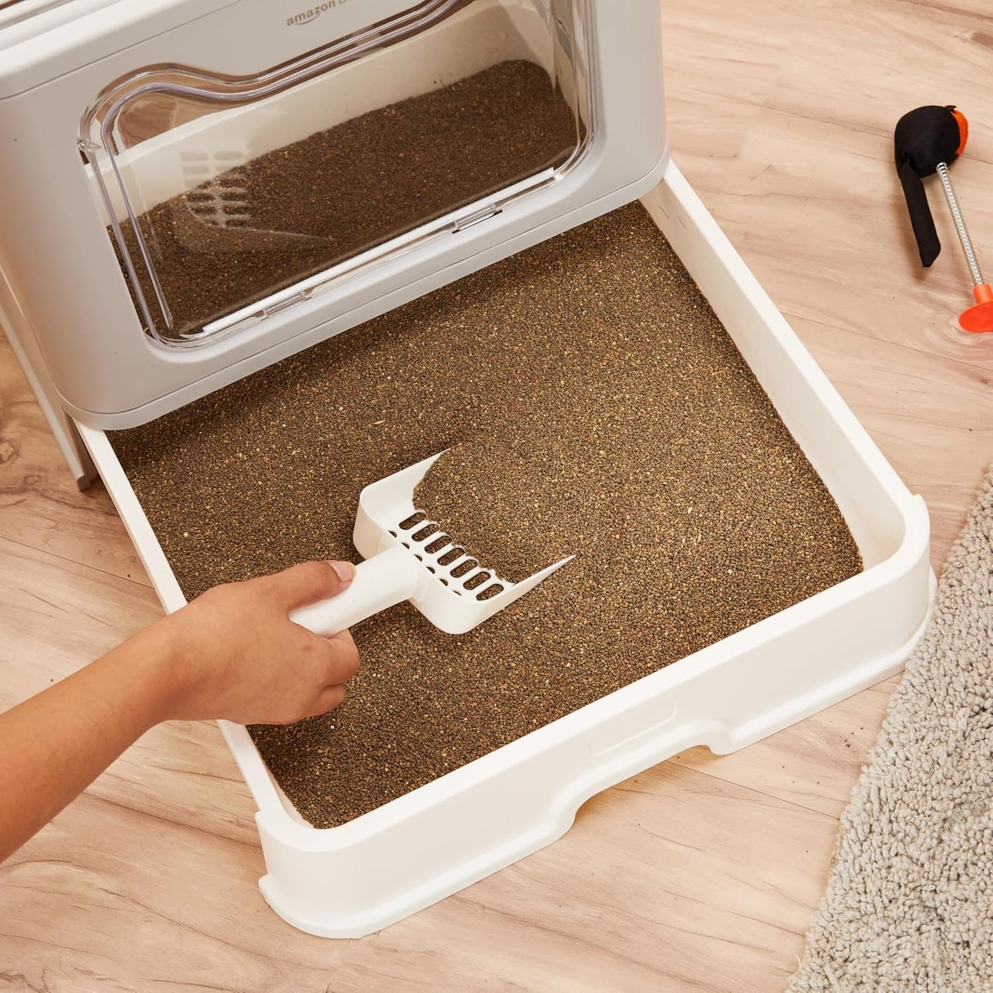 Basics Foldable Covered Cat Litter Box with Anti-Spill Tray | Easy Cleaning | Spacious Design | Top and Side Openings