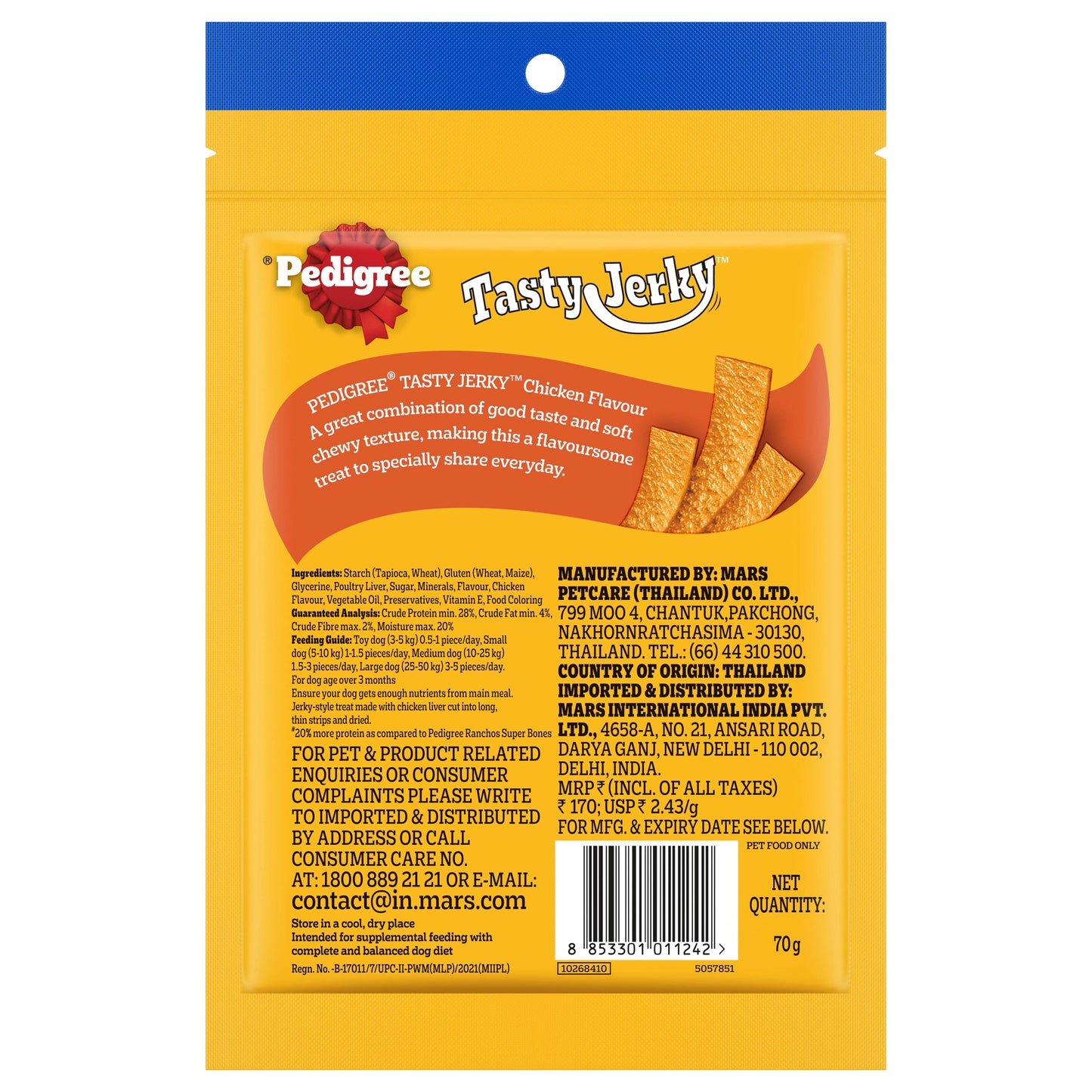 PEDIGREE TASTY JERKY Adult Dog Treat, Barbecued Chicken