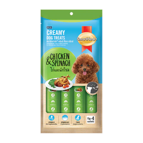 SmartHeart Dog Creamy Treats Chicken & Spinach 15g x 4