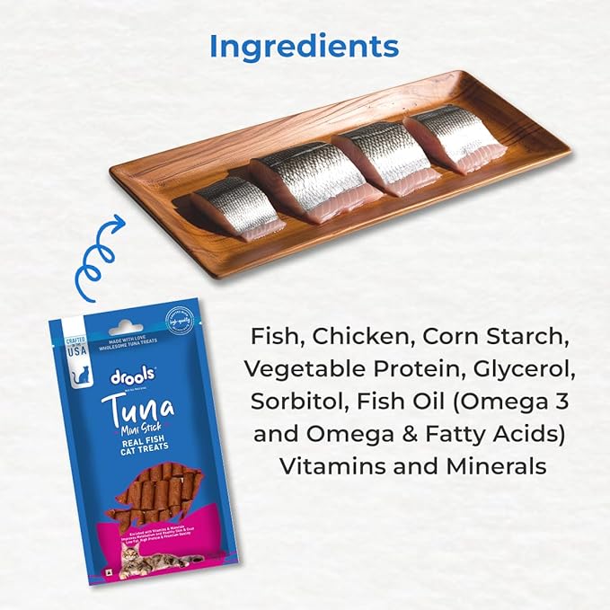 Drools Real Tuna Mini Sticks, Cat Treats, 35gm | Rich in Protein, No Artificial Preservatives | Best for Training & Bonding | for Kitten & Adult | Formulated in USA | Premium Treats |