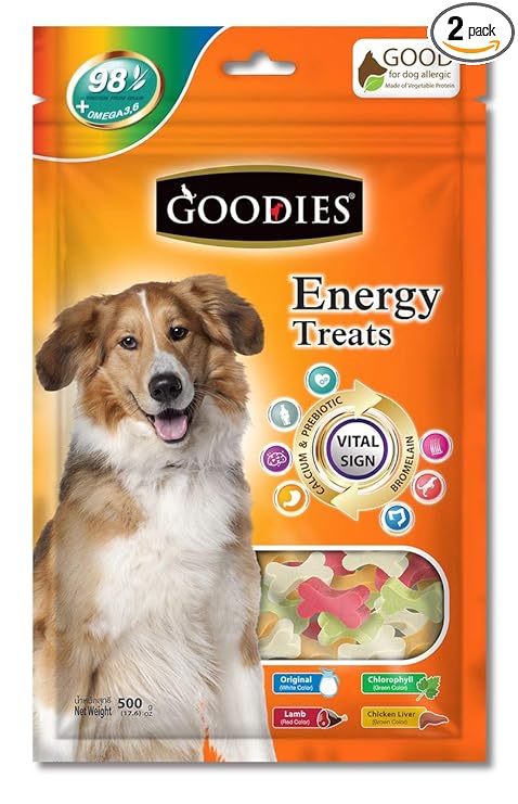 Goodies Dog Energy Treats, Made of Vegetable Protein, 98% Digestible, Healthy Snack & Training Treat, Best for Dog with Meat Allergy, Cutbone Mix Flavors 125gm