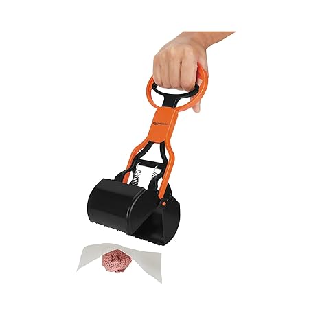 Amazon Basics Folding Jaw Clamp Poop Scooper | Pet Waste Picker | Medium