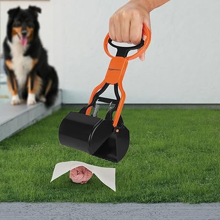 Amazon Basics Folding Jaw Clamp Poop Scooper | Pet Waste Picker | Medium