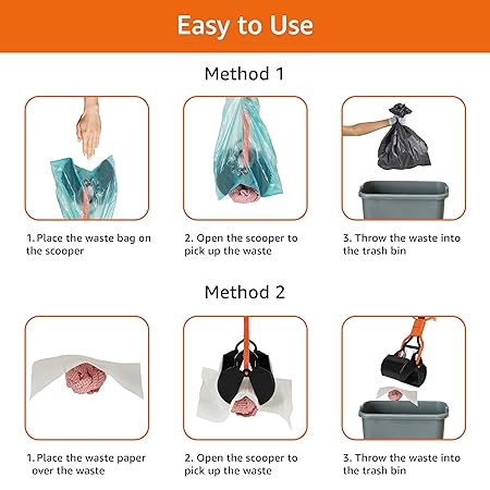 Amazon Basics Folding Jaw Clamp Poop Scooper | Pet Waste Picker | Medium