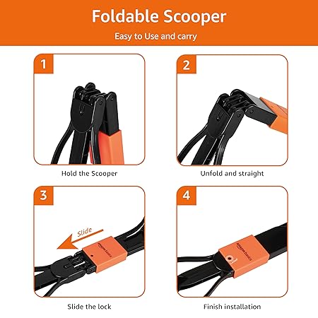 Amazon Basics Folding Jaw Clamp Poop Scooper | Pet Waste Picker | Large
