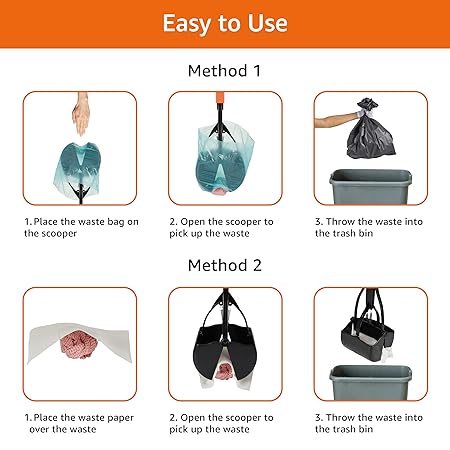 Amazon Basics Folding Jaw Clamp Poop Scooper | Pet Waste Picker | Large