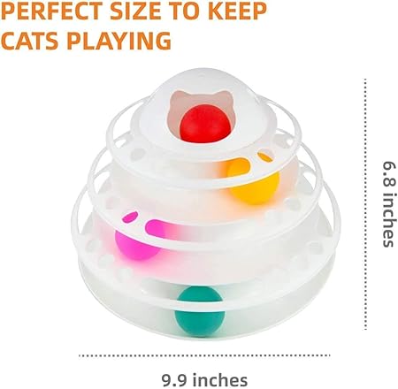 Woofy Cat Toy 4 Level Towers of Circle Track Roller with Moving Balls Interactive Play Toy for Small Dogs Kitten/Cat