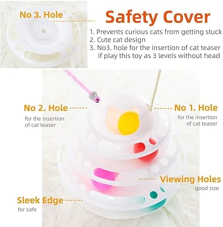 Woofy Cat Toy 4 Level Towers of Circle Track Roller with Moving Balls Interactive Play Toy for Small Dogs Kitten/Cat