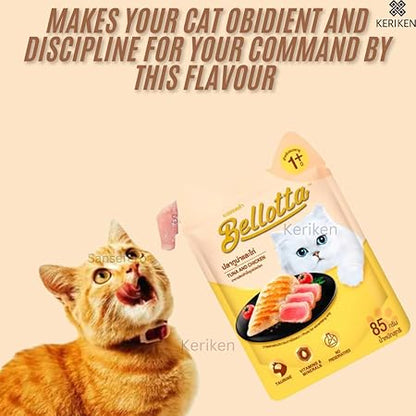 Keriken Bellotta Wet Cat Food for All Life Stages of Cats Tuna and Chicken Pouch 85 Gram