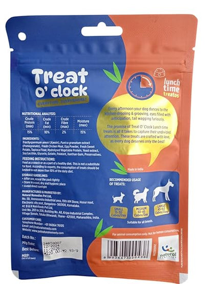 Treat O'CLOCK - Chicken & Egg Treats - Lunch Time Snack - for Dogs, Cats & Pups of All Breeds - 75 g
