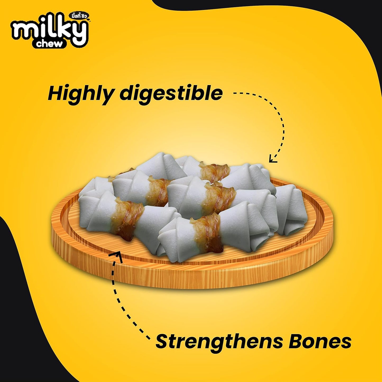 Dogaholic Milky Chew Cheese & Chicken Bone Dog Treats, Protein Rich Milky Snacks For Dogs Of All Breeds And Ages, Helps Muscle Development, For All Life Stages