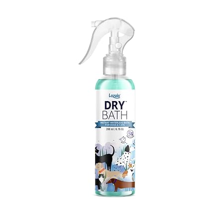 Lozalo Dry Pet Shampoo - 200 Ml | Instant Waterless Shampoo For Dogs, Cats & Puppies, Dry Pet Shampoo Spray | Paraben Free, Ph Balanced, Easy To Use, For All Pet Breeds - M