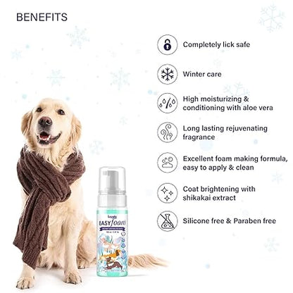 Lozalo Easy Foam Rinse Free Pet Dry Shampoo - 150ml, Instantly Clean and Fresh Fur Bath of All Breeds of Dogs & Pups, Sulphate Free, Paraben Free, pH Balanced, with Shikakai Extract