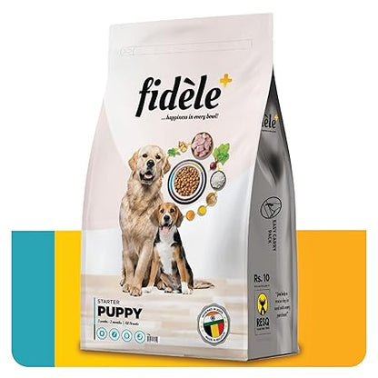 Fidele+ Dry Dog Food 3 Kg Starter Puppies Complete & Balanced Diet Supports Growth, Energy, Joints & Immunity No Artificial Flavours, Preservatives