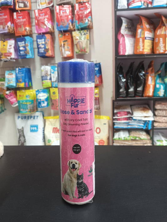 Happie Fur Rose & Sandal Talc Dry Grooming Powder