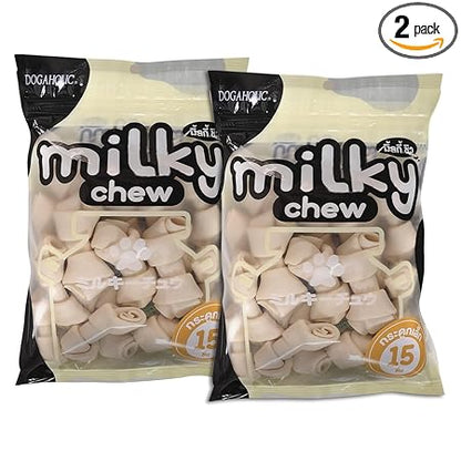 Dogaholic Milky Chews Knotted Bone Dog Treats (15 Pieces)