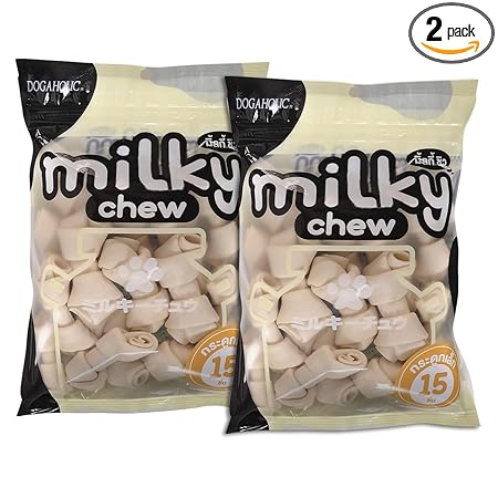 Dogaholic Milky Chews Knotted Bone Dog Treats (15 Pieces)