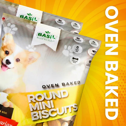 Dog Biscuits, Round Shaped, Chicken Flavor - Suitable for All Breeds, Small Dogs - 900 Grams