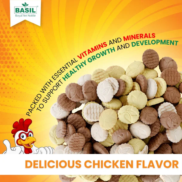 Dog Biscuits, Round Shaped, Chicken Flavor - Suitable for All Breeds, Small Dogs - 900 Grams