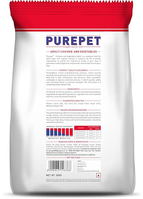 Purepet Chicken & Vegetable Adult Dry Dog Food, 20kg