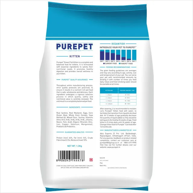 Purepet Ocean Fish Kitten Dry Cat Food 3Kg