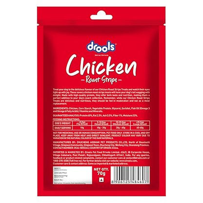 Drools Real Chicken Roast Strips, Dog Treats, 70gm | Rich in Protein, No Artificial Preservatives | Best for Training & Bonding | for Puppy & Adult | Formulated in USA | Premium Treats |