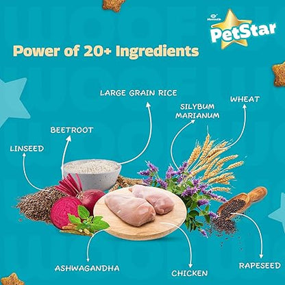 Mankind Petstar Adult Dry Dog Food (High Protein) Chicken & Wheat Flavor, 3kg (Pack of 2)| Improves Muscle & Strength, Supports Immunity, Protects Liver & Kidney