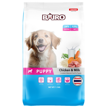 Bairo Puppy Dry Dog Food, 1.1kg Chicken and Milk Puppy Dog Food, 100% Complete & Balanced Food for Puppies, Protein and Essential Nutrients