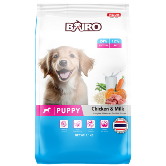 Bairo Puppy Dry Dog Food, 1.1kg Chicken and Milk Puppy Dog Food, 100% Complete & Balanced Food for Puppies, Protein and Essential Nutrients