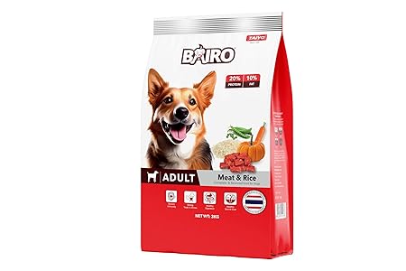 BAIRO Meat and Rice Adult 3kg Pack Dry Dog Food Complete and Balanced Nutrition for All Dogs, Protein and Essential Nutrients for Optimal Health