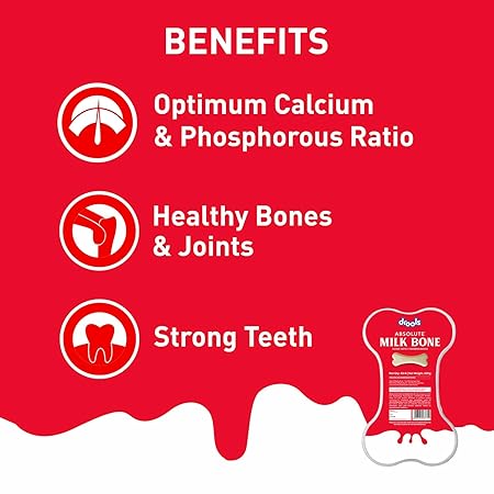 Drools Absolute Dog Bone Treats, Milk Flavour 600g 40peices Jar, All Life Stages