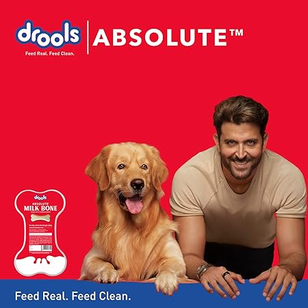 Drools Absolute Dog Bone Treats, Milk Flavour 600g 40peices Jar, All Life Stages