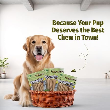 Bow Jerky Chicken and Milk Dog Treats for All Life Stages - Protein Rich Jerky Stick for Training, Reward and Snacking, 200 gm