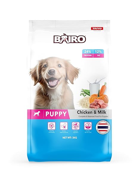 Bairo Puppy Dry Dog Food, 3kg Chicken and Milk Puppy Dog Food, 100% Complete & Balanced Food for Puppies, Protein and Essential Nutrients