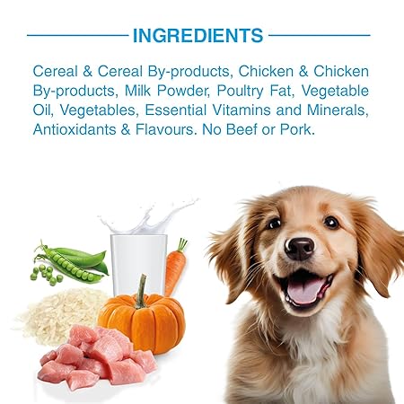 Bairo Puppy Dry Dog Food, 3kg Chicken and Milk Puppy Dog Food, 100% Complete & Balanced Food for Puppies, Protein and Essential Nutrients