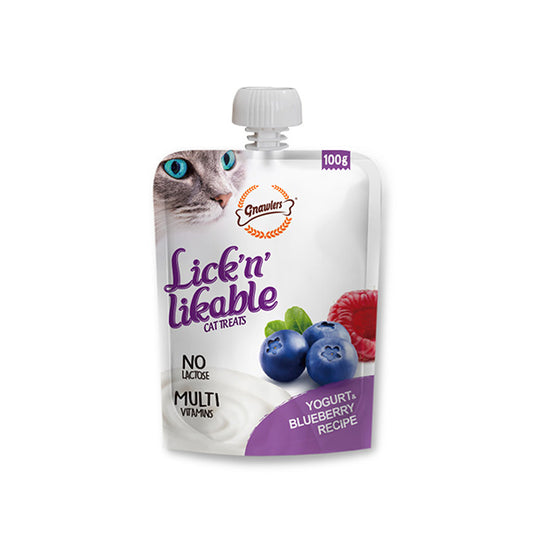 Gnawlers Lickable Wet Creamy Cat Treats With Blueberry  Flavours For Adult & Senior Cats, Healthy Cat Treat, Pack Of 1