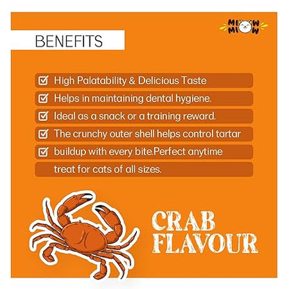 Taiyo Miow Miow Krispy Crackers Crunchy Cat Treats, 60g – Crab Flavour | High-Protein Biscuits with Fiber, Vitamins & Minerals | Healthy Cat Snack for All Life Stages