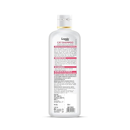 Lozalo Botanical Conditioning Cat Shampoo-250ml, Extra Gentle Conditioning Formula, Hydrating, & Cleansing Shampoo for Soft & Silky Cat Fur Coat,with Calendula Extract, Paraben Free
