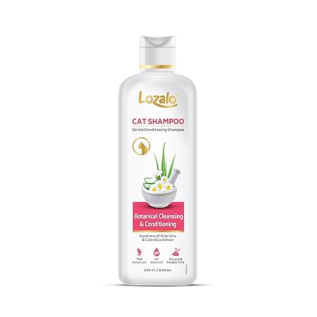 Lozalo Botanical Conditioning Cat Shampoo-250ml, Extra Gentle Conditioning Formula, Hydrating, & Cleansing Shampoo for Soft & Silky Cat Fur Coat,with Calendula Extract, Paraben Free