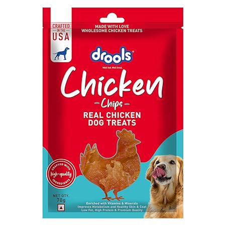 Drools Real Chicken Chips, Dog Treats, 70gm | Rich in Protein, No Artificial Preservatives | Best for Training & Bonding | for Puppy & Adult | Formulated in USA | Premium Treats |