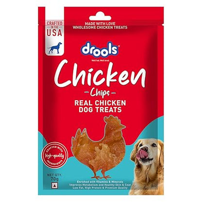 Drools Real Chicken Chips, Dog Treats, 70gm | Rich in Protein, No Artificial Preservatives | Best for Training & Bonding | for Puppy & Adult | Formulated in USA | Premium Treats |