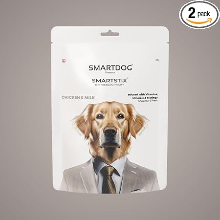 SmartDog Smartstix Chewy Meat Sticks, 85g - High Protein Dog Treats, Real Chicken, 2 Flavors, Ziplock Pack