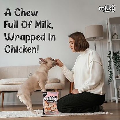 Milky Chew Chicken & Milk Flavored Bone Style Dog Treats, Nutrients Rich Snacks for Training & Rewards, Suitable for All Dog Breeds