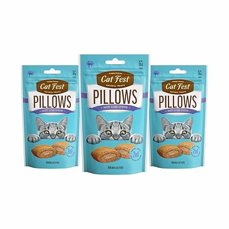Catfest Pillows Crab Creamy Filling, Cat Treats|100% Natural|0% Artificial Flavor, Color or Preservative |for All Cat & Kitten Breeds