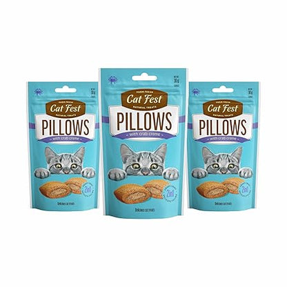 Catfest Pillows Crab Creamy Filling, Cat Treats|100% Natural|0% Artificial Flavor, Color or Preservative |for All Cat & Kitten Breeds