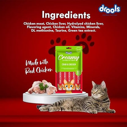 Drools Creamy Lickable Cat Treat Crab and Chicken (Pack of 1 Pouches, 75 Grams) for All Life Stages