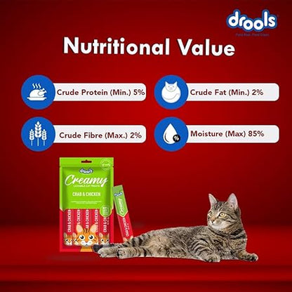 Drools Creamy Lickable Cat Treat Crab and Chicken (Pack of 1 Pouches, 75 Grams) for All Life Stages