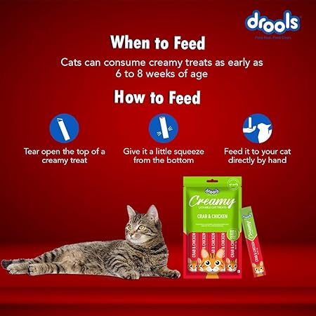 Drools Creamy Lickable Cat Treat Crab and Chicken (Pack of 1 Pouches, 75 Grams) for All Life Stages